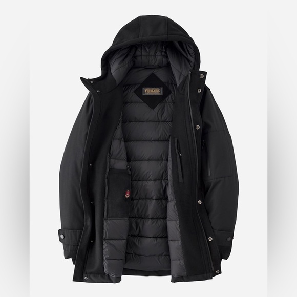 Pendleton Men’s Ontario Down Filled Parka Black Hooded Jacket SZ MED - Picture 2 of 12